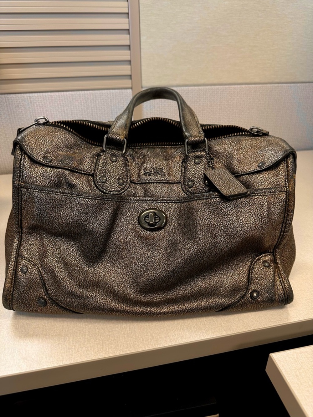 RARE Coach Metallic Oil Slick Rhyder 24 Satchel 33739
